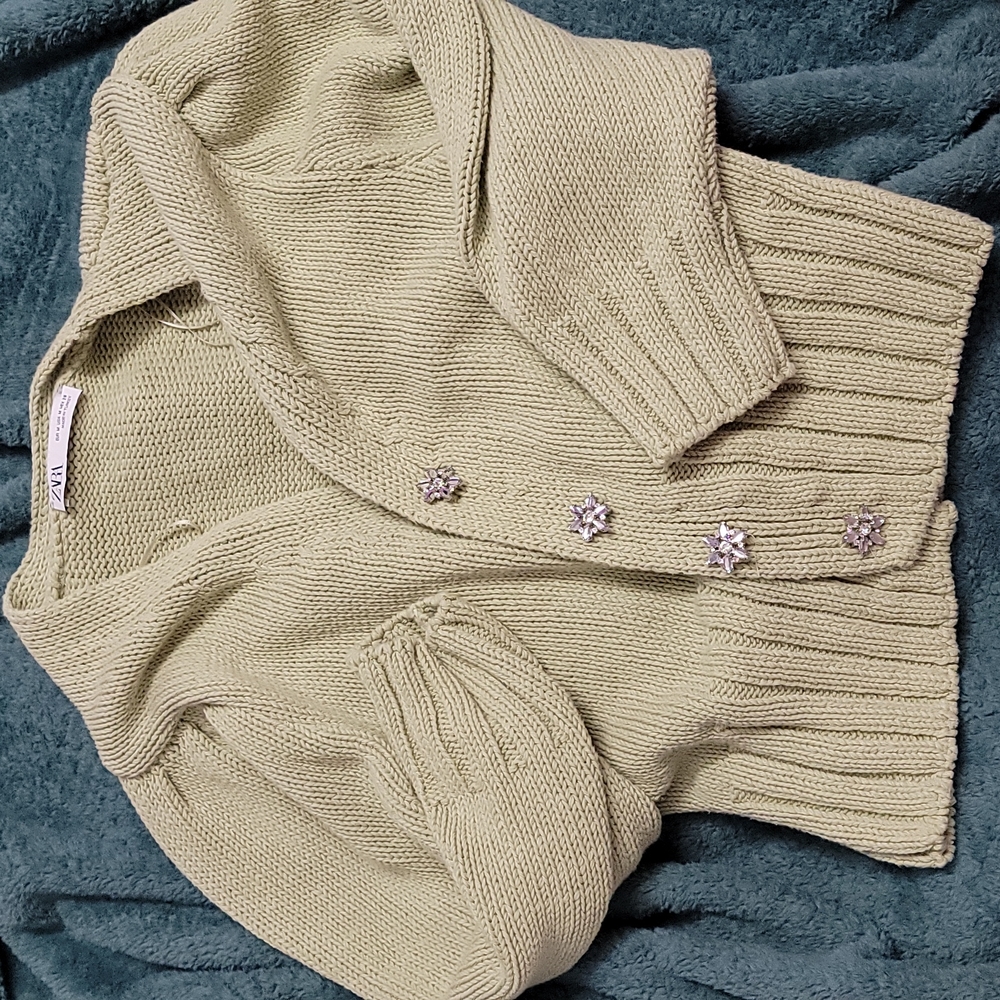 Women's size M Zara knit lime 3/4sleeve cardigan